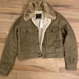 NWT Crop Fleece Lined Coat (Small)